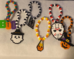 6 Halloween Mini Perler Kandi Bracelets, Halloween Party Favors, Rave, Festival Wear