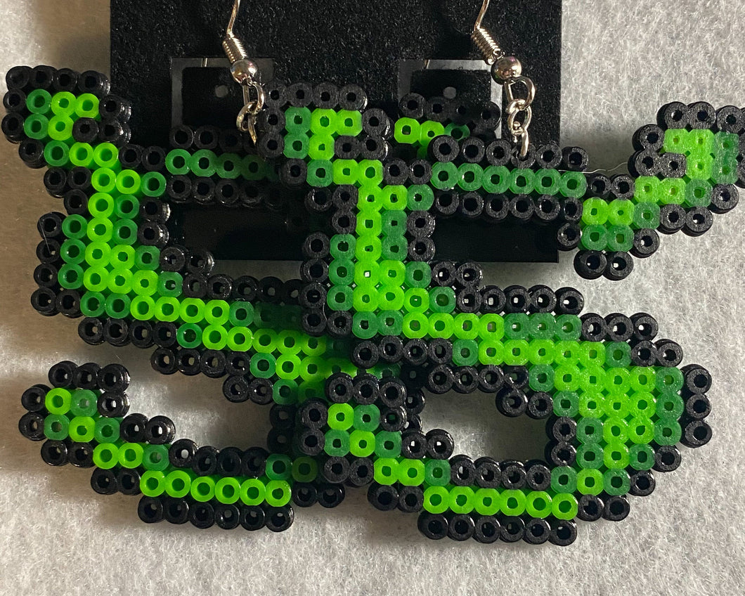 Green S Mini Perler Earrings