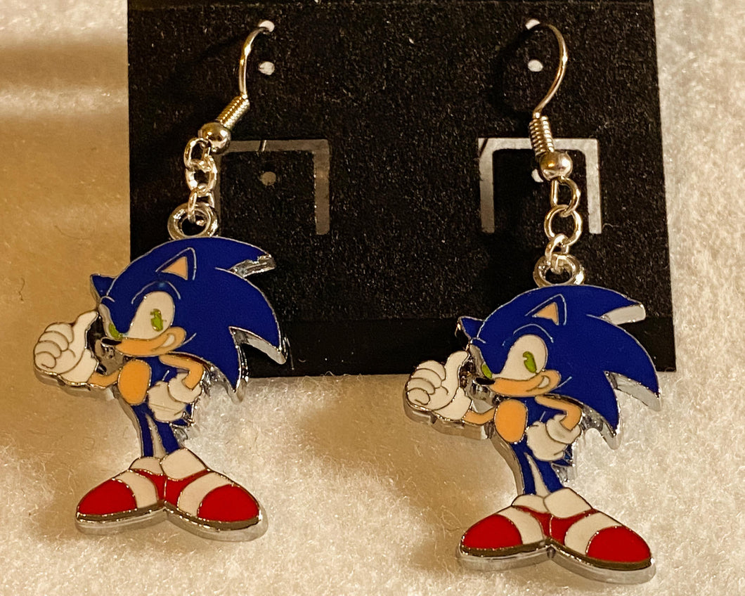 Famous Sonic the Hedgehog Enamel Charm Dangle Earrings