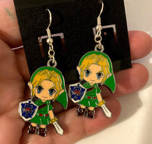 Load image into Gallery viewer, Zelda&#39;s Young Link Charm Dangle Earrings
