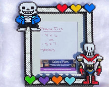 Load image into Gallery viewer, Undertale Inspired Fanart- Perler Glass Picture Frame - Fits 4x6 or 5x7 Photos- Choose Horizontal or Vertical, Geeky, Video Game Art
