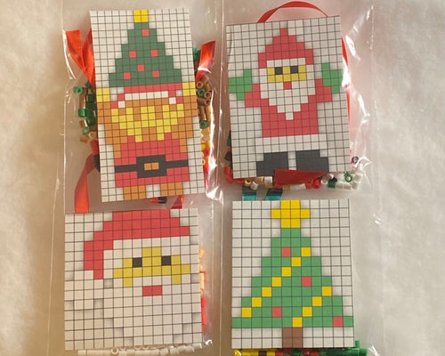 Perler Bead Christmas Ornaments, Candy Cane, Snowman and Gingerbread M –  GalaxyofPixels