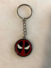 Load image into Gallery viewer, Deadpool inspired Enamel Charm Keychains, gift for him, superhero

