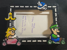 Load image into Gallery viewer, Mario Kart Inspired Peach Luigi  Perler Glass Picture Frame -Fits 4x6 or 5x7 Photos Choose Horizontal or Vertical, Geeky, Video Game Art
