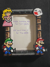Load image into Gallery viewer, Ghost Hunting Luigi, Mario, Peach Perler Inspired Fanart- Perler Glass Picture Frame - Fits 4x6 or 5x7 Photos- Choose Horizontal or Vertical
