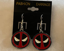 Load image into Gallery viewer, Deadpool Logo Enamel Charm Dangle Earrings
