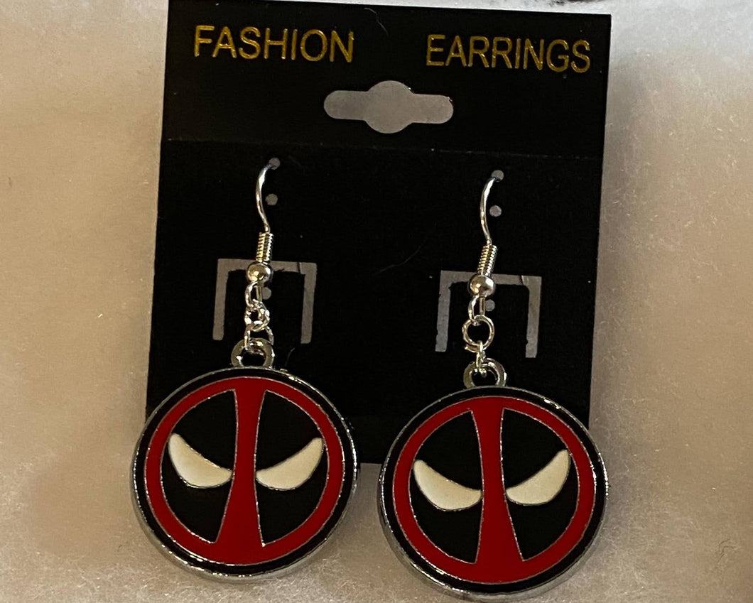 Deadpool Logo Enamel Charm Dangle Earrings