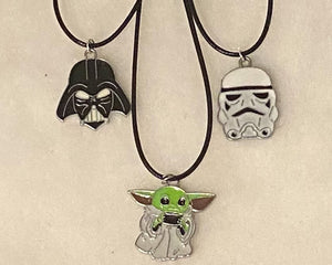 Famous Star Wars Villain Helmets, Child Necklaces, Best Friend Gift, Couple Gift, Braided Cord Enamel Charms
