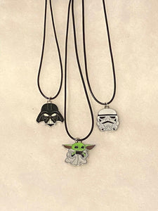 Famous Star Wars Villain Helmets, Child Necklaces, Best Friend Gift, Couple Gift, Braided Cord Enamel Charms