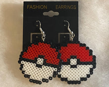 Load image into Gallery viewer, Pokeball Mini Perler/Artkal Bead Pokemon Dangle Earrings
