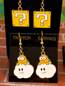Paper Mario & Luigi Enamel Charm Dangle Earrings