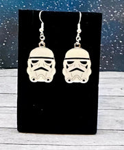 Load image into Gallery viewer, White Storm Trooper Helmet &amp; Vader  Charm Dangle Earrings
