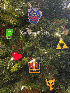 Zelda Inspired Christmas Ornaments- Perler, Artkal Mini Beads- Video Game Tree