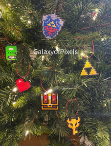 Zelda Inspired Christmas Ornaments- Perler, Artkal Mini Beads- Video Game Tree