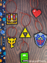 Load image into Gallery viewer, Zelda Inspired Christmas Ornaments- Perler, Artkal Mini Beads- Video Game Tree
