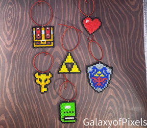 Zelda Inspired Christmas Ornaments- Perler, Artkal Mini Beads- Video Game Tree